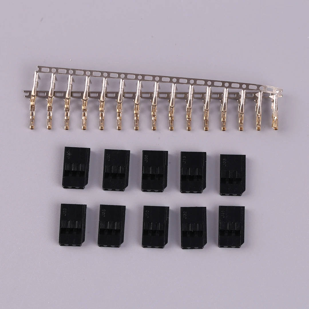 10 Sets DIY 3 Pin Servo Plug Set Female Male Connector Gold Plated For Futaba JR Type RC Airplane Multirotor Quadcopter Plug