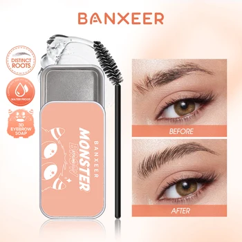 BANXEER 클리어 아이브로우 비누, 깃털 모양 방수, 오래 지속됨, 업그레이드된 색소 라미네이션 효과, 리프트 왁스 아이브로우 화장품