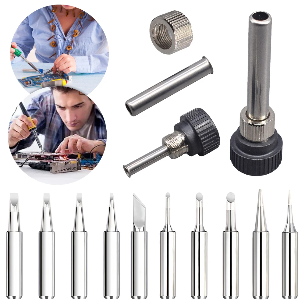 1-3Set Solder Iron Tip with Welding Sleeve 900M Lead-Free Replaceable Soldering Tip Welding Tips Head Welding Station Tools