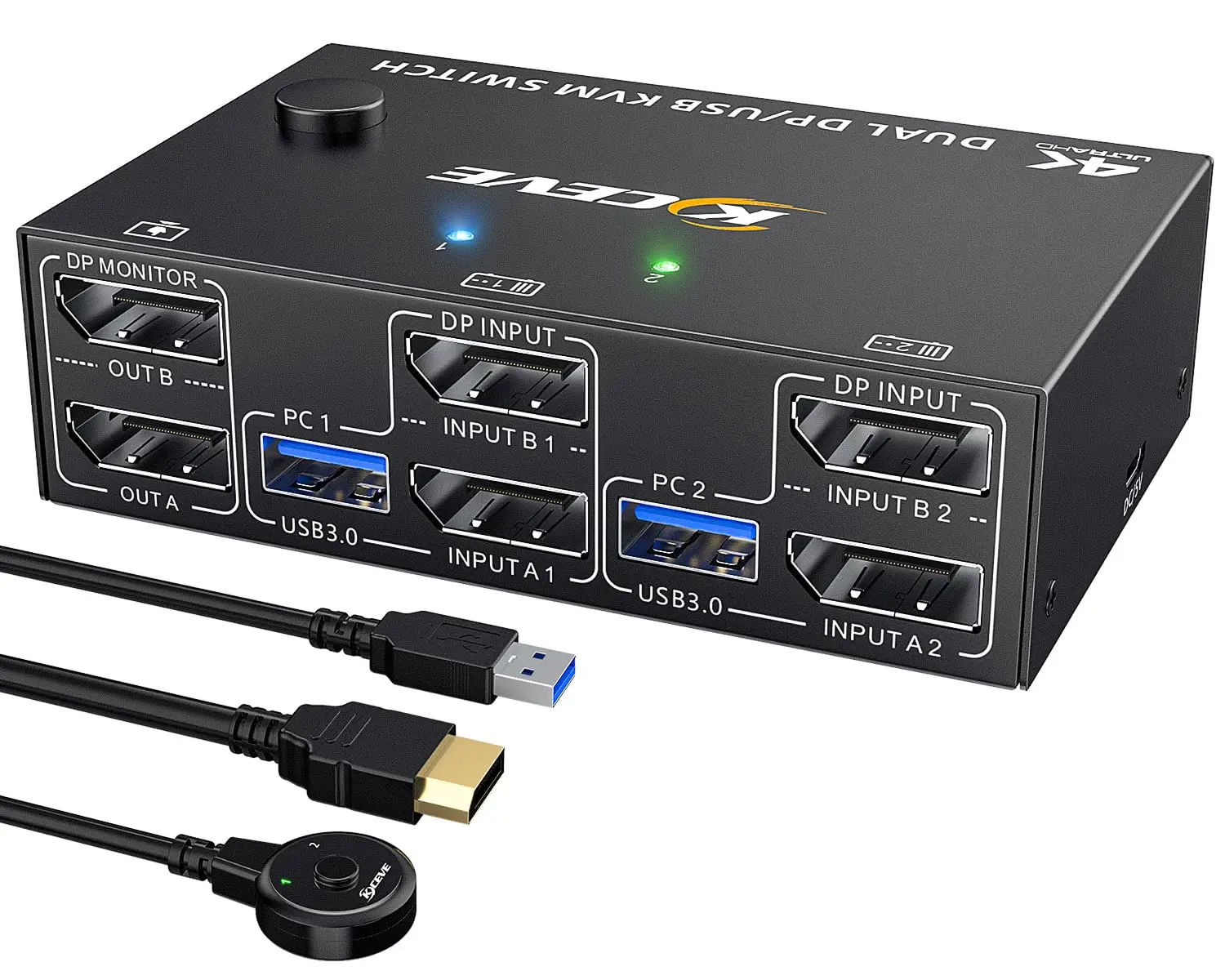 Switch Kvm Displayport Usb 3.0 8K 2 Monitor 2 Computer Ultra Hd 8K @ 30Hz 4 K @ 144Hz, Switch Doppio Monitor Displayport 1.4 Kvm
