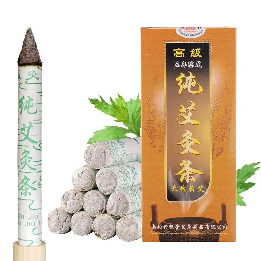 10pcs Moxa Stick Rolls Mugwort Moxibustion Box Gourd Device Massage Burner Roll Set Wormwood Artemisia Acupuncture Moxa