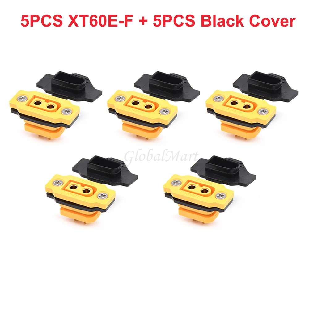 ECSiNG 2 Set XT60 Plug Kit XT60E-F Female Panel Mount XT60H-M Male With Black Rubber Cap And Screws For RC FPV Drone Lipo Battery Aircraft Drone Accessories