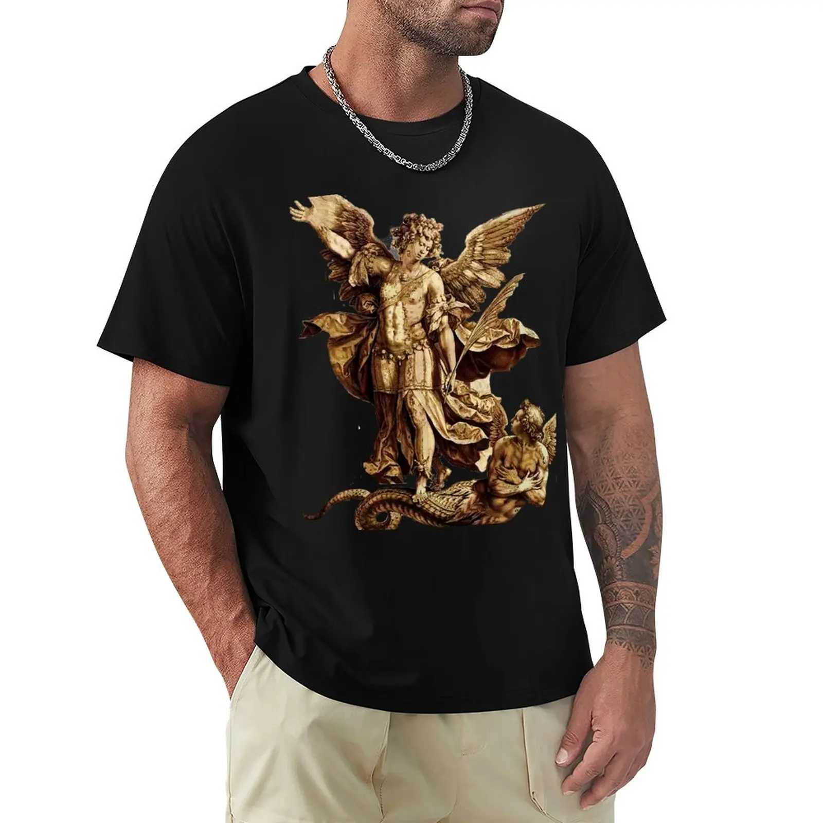 

St Michael Angel Catholic Saint Archangel USA United States Flag Patriot T-Shirt customizeds black t-shirts for men