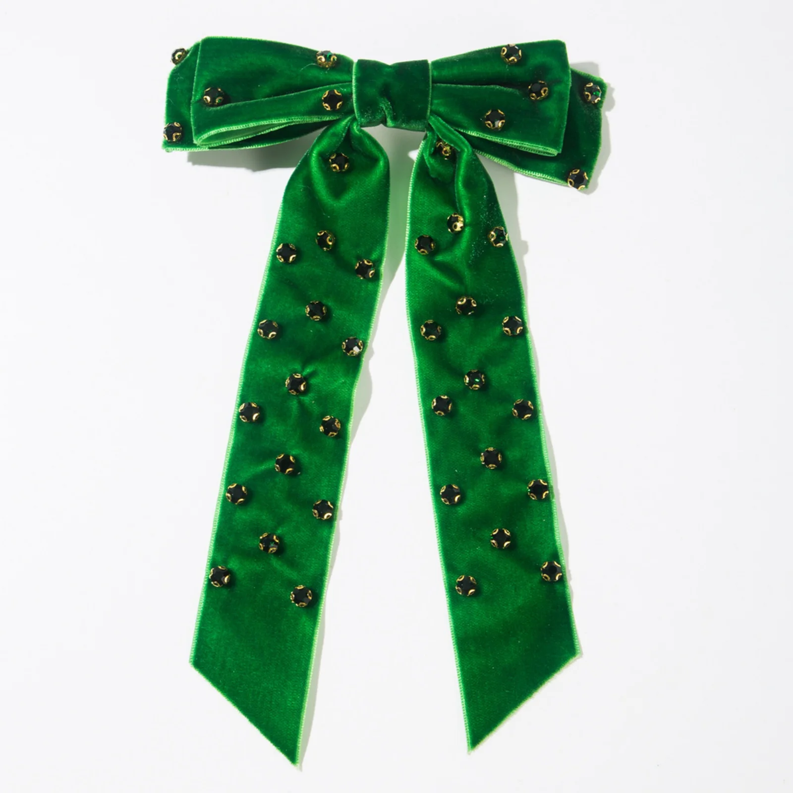 1PC Velvet Bow Hair Clips, Rhinestone Embellished Multi-Color Velvet Bows, Elegant Hair Accessories For Women Party Daily Wear