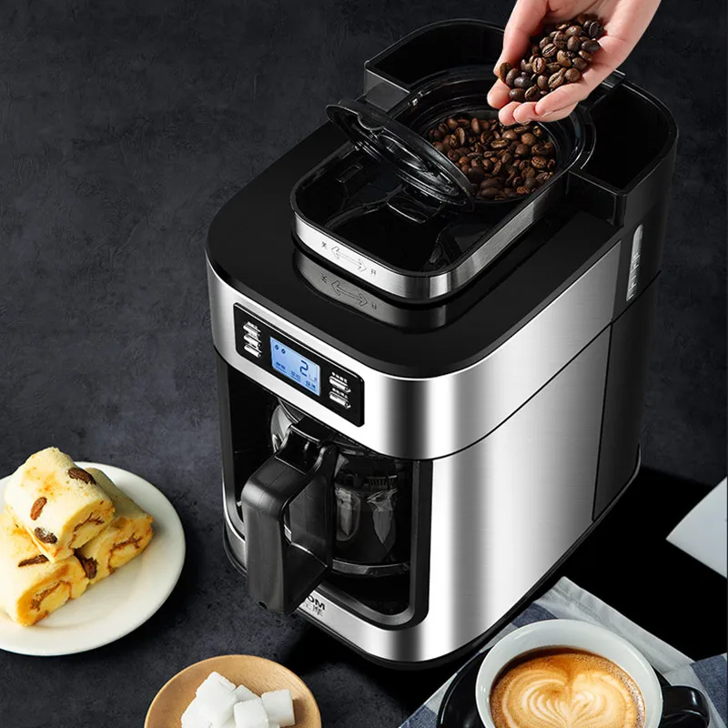 XEOLEO Automatic Coffee Machines 2 In1 Drip LED-Display Electric Bean Coffee Maker Espresso Tea Boiler Drip Mill Beans Grinding - Image 6