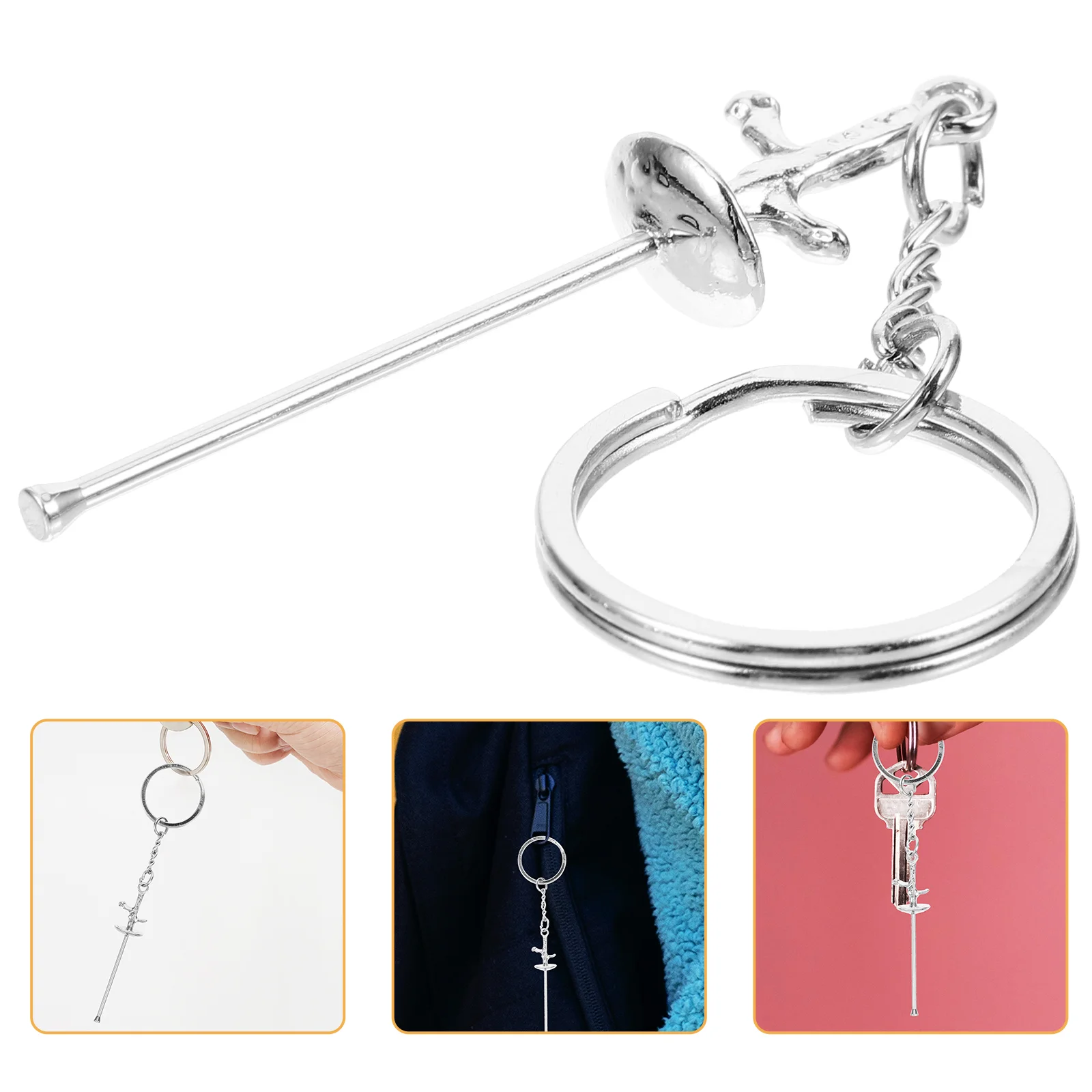 

Fencing Keychain Metal Fencing Key Ring Handbag Charm Car Key Ring Bag Purse Hanging Pendant Fencing Sport Fans Fencer Souvenir