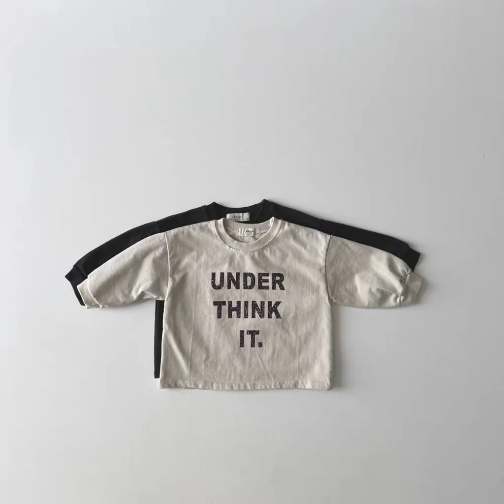Description Picture 5 of item2025 Spring New Baby Long Sleeve T Shirts Letter Print Children Pullover Cotton Infant Girl Loose Tops Casual Toddler Boy Tee