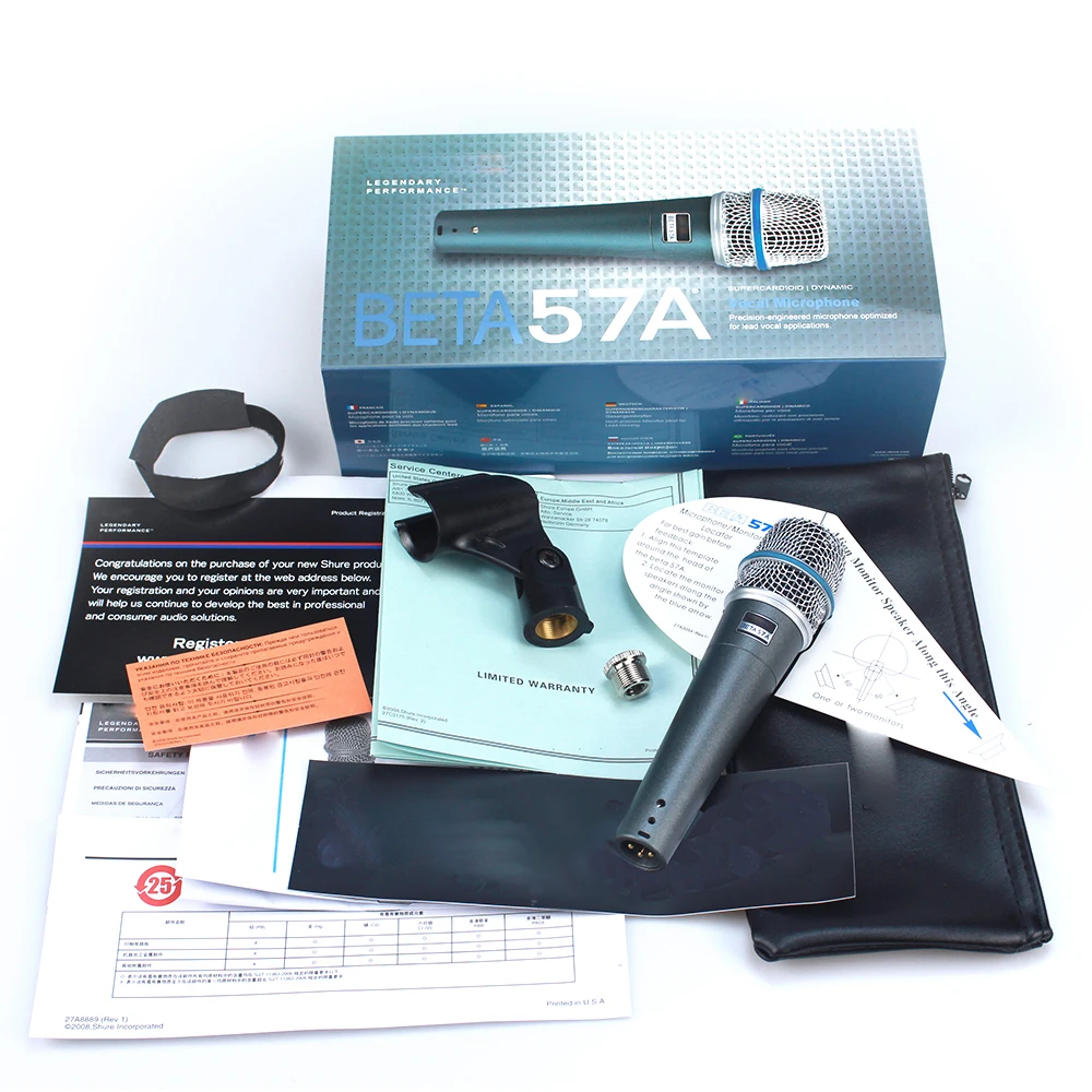 Top BETA57A SuperCardioid Dynamic Instrument Wired Microphone 57A Mic For Karaoke Live Vocals Stage Performance Percussion Stage