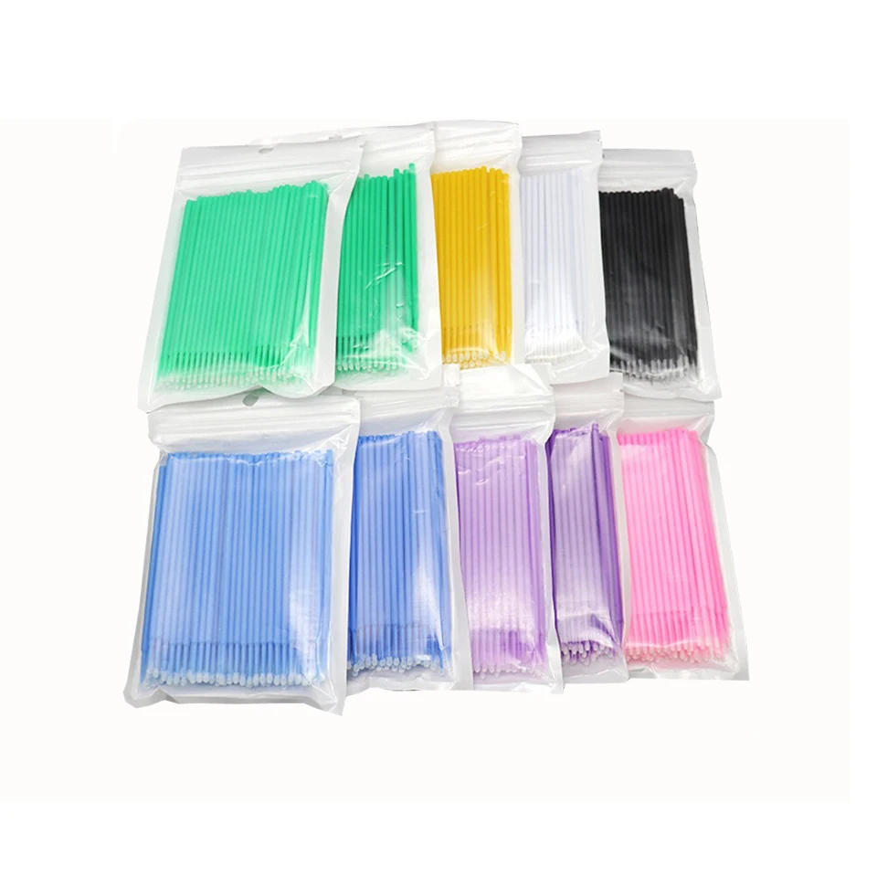 100pcs/lot S M L Size Disposable Cotton Soft Swab Eyelash Extension Microbrush Applicators Individual Mascara Micro Brush Stick