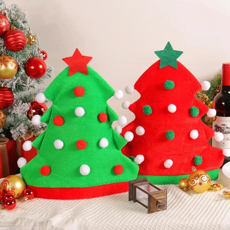 Christmas Santa Hat Christmas Tree Shape Santa Hat Funny Xmas Holiday Party Costume Gift New Year Gift