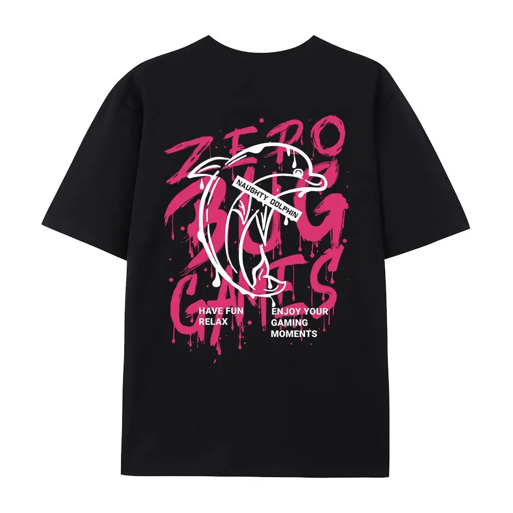 Zero Bug Games Naughty Dolphin Print Men T-Shirt Street Hip