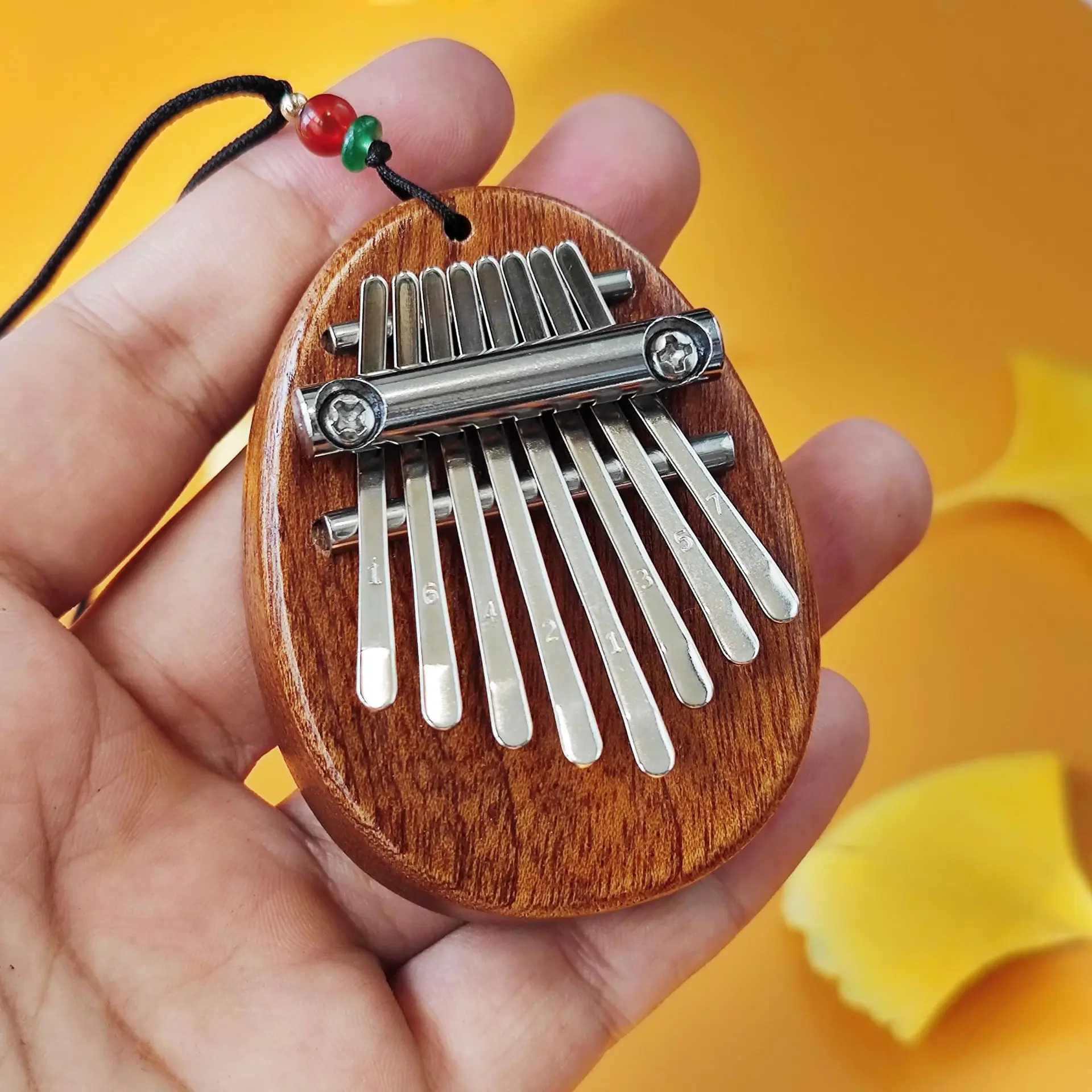 1Pcs Wood Mini Thumb Piano Musical Toys 8 Tones Portable Beginner Finger Piano 4