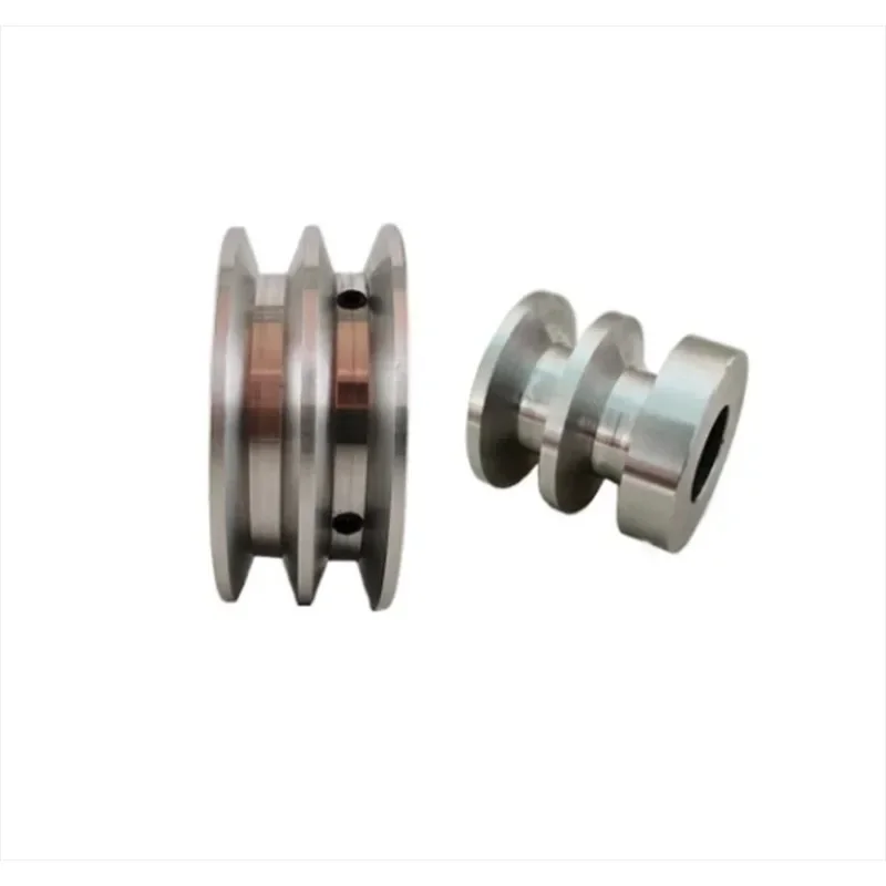 Aluminum Alloy Double Groove 100mm Pulley Wheel 10-40mm Fixed Bore Pulley for Motor Shaft 10mm PU Round Belt 1PC