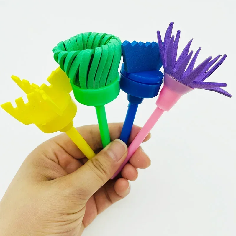 Children DIY Graffiti Sponge Brush Set Drawing Toys Broom Shaped Seal Sponge Brush Art Brush Enlightenment Puzzle Gift 6