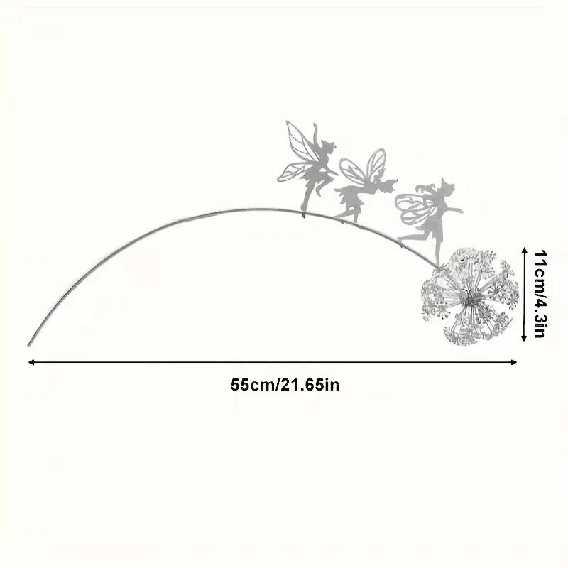 Fairies Angel With Dandelions Flowers Dance Fairy Garden Decoration Outdoor Sculptures & Figurines Inserted Soil Metal Craft