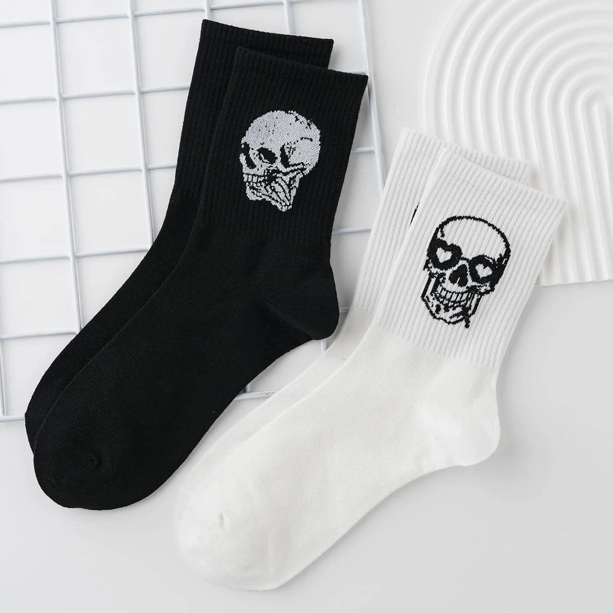 Chaussettes Squelette Colorées – Drôles Halloween, Unisexe, Coton, Lot 1 Paire