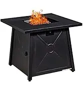 Giantex Gas Fire Table, 30 Inch Square Firepit Table 50,000BTU Fire Pits Tables w/Waterproof Cove...