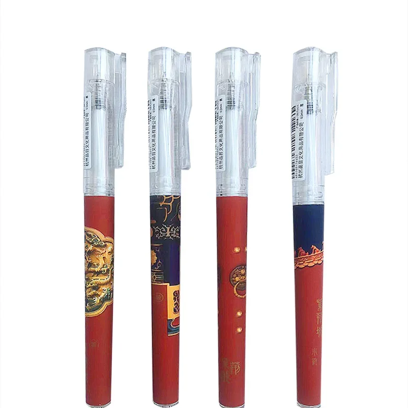 4Pcs \set Chinese Style Gel Pens 0.5mm Black Ink for Office Accessories School Students Writing Cute Stationary Supplies 2024