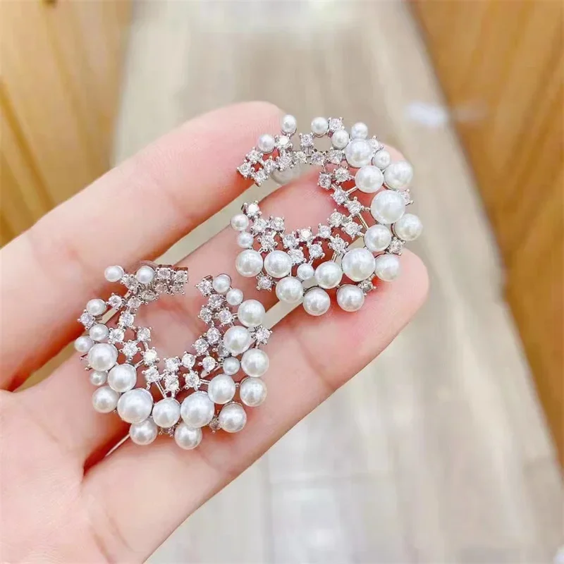 

Новые роскошные серьги Yixin с-образной формы с жемчугом для женщин, французские ретро серьги, корейские стразы ювелирные изделия