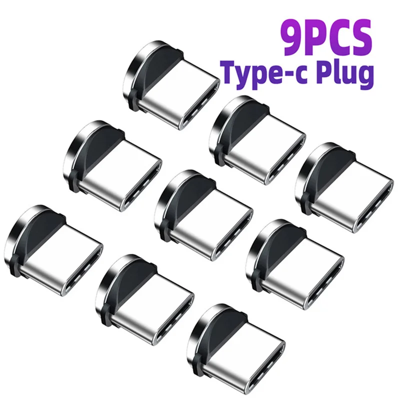 Charging Cable Adapter 9pcs For Mobile Phone 360 Degree Rotation Magnetic Tips Replacement Parts Easy Operate Durable