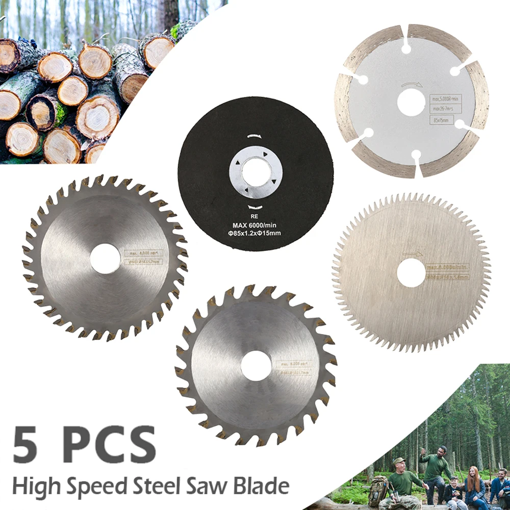 

5Pcs Cutting Wheel Set Wear Resistant Cutting Disc Kit Circular Saw Blades Rotary Tool Accessories For Cutting Wood Metal Glass