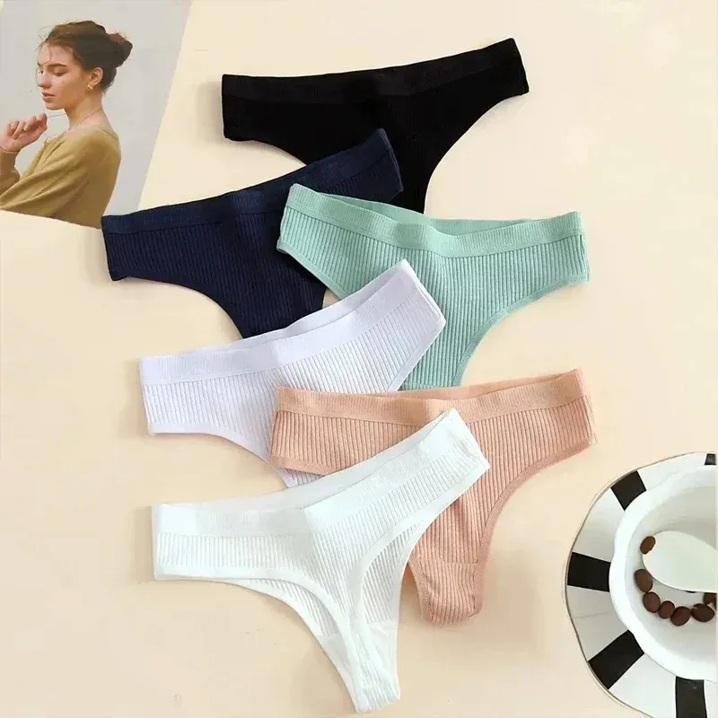 Cotton Sexy Women's Sexy Thongs G Underwear Panties Briefs for Ladies T-back Lingerie Solid Color Thong Lingerie
