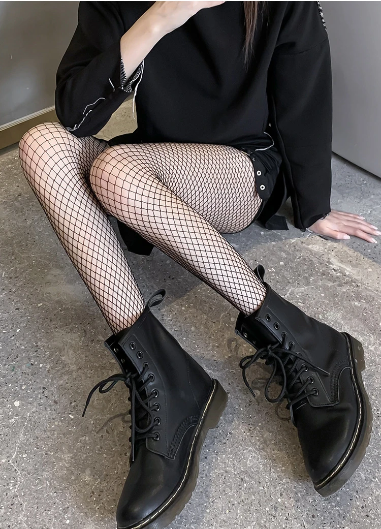 Colanți de mătase neagră, tip plasă, cu talie înaltă, pantaloni scurți sexy pentru femei, șosete lungi_voghion.com