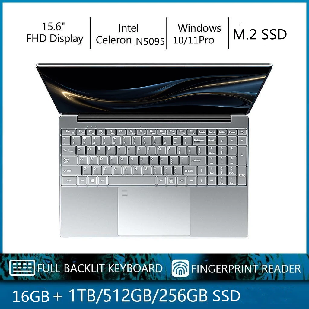 

ноутбук laptop 15.6 Inch IPS DDR4 Ram 16GB RAM Intel 11th Celeron N5095 pc portátil windows 10 11 Pro Office Notebook portatil