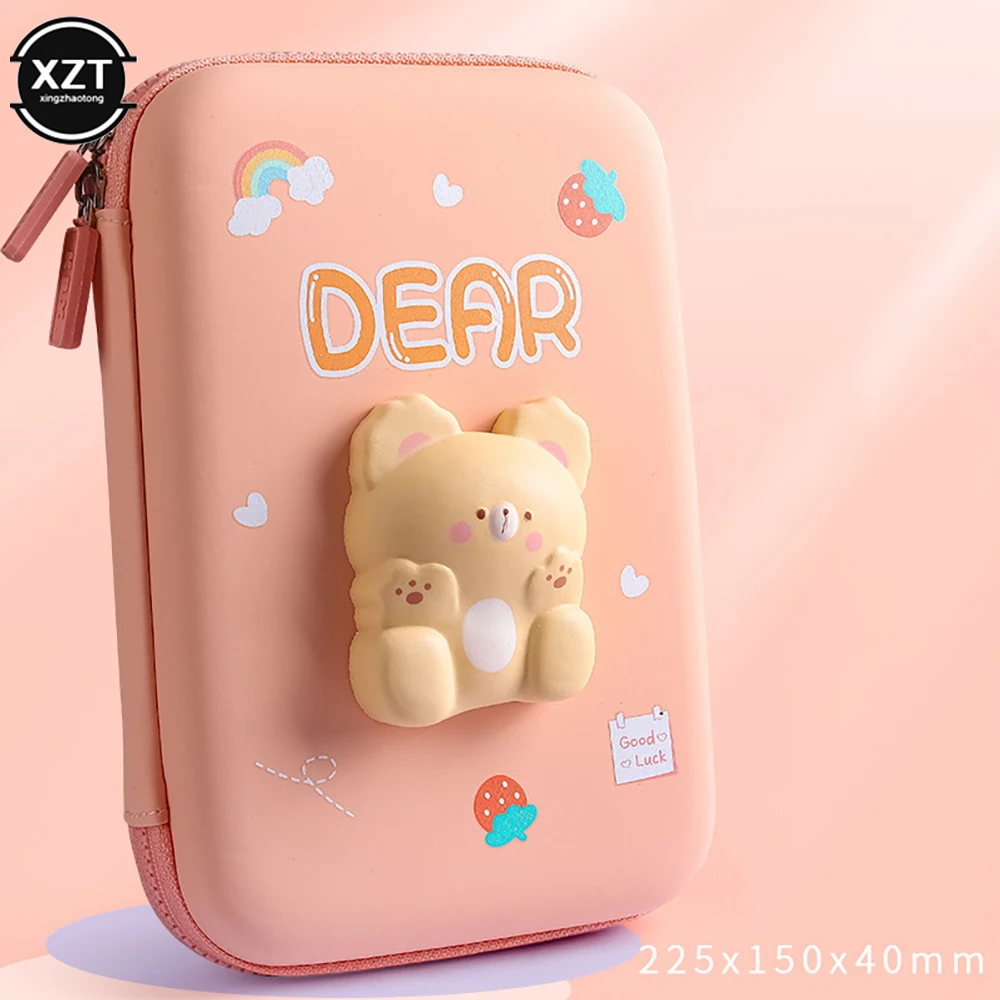 Cute pencil 3D decompression pen case Cartoon pencil case box School stationery box Student pen bag kids school supplies prizes