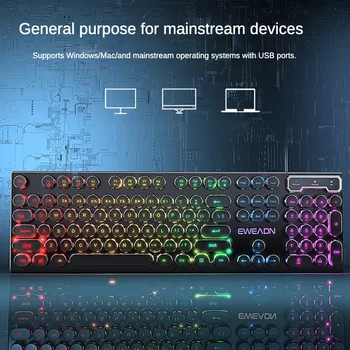 Punk Style Mechanical Keyboard 104 Keys Usb Wired Gaming Keyboards Rgb Backlit for Pc Laptop Gamers Wired Keyboard Plug and Play 2