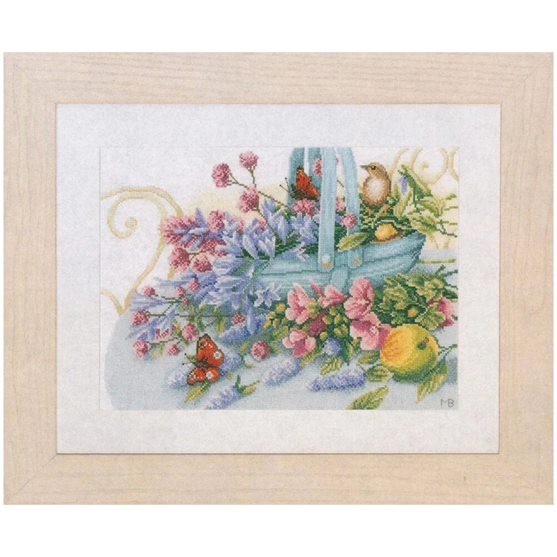 Counted Cross Stitch Kits Embroidered Home Decoration Flower Bouquet And Peacock Butterfly Lanarte PN-0151014