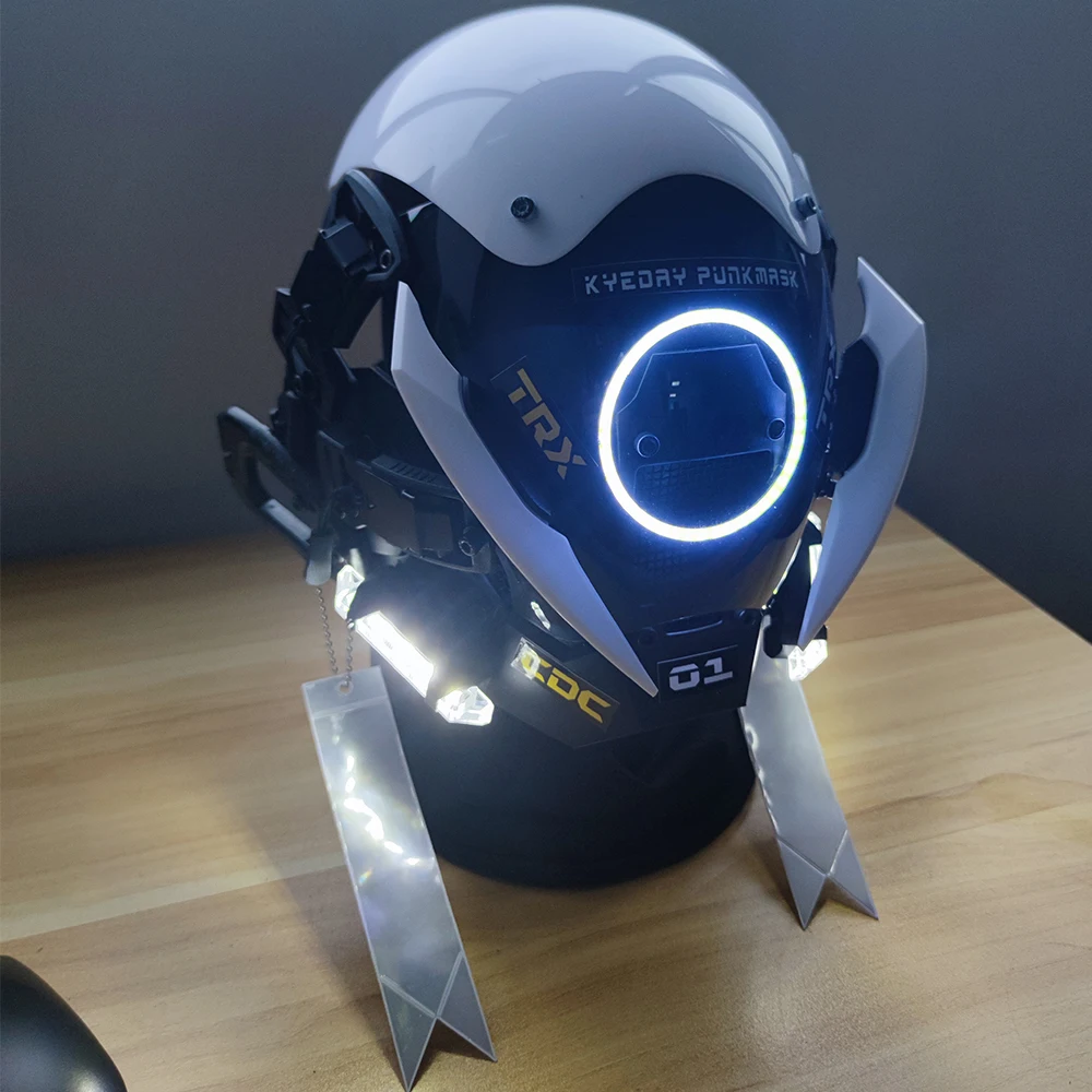 남성용 사이버 펑크 마스크 코스프레, LED 원형 조명, 할로윈 피트니스 파티, 음악 축제 액세서리