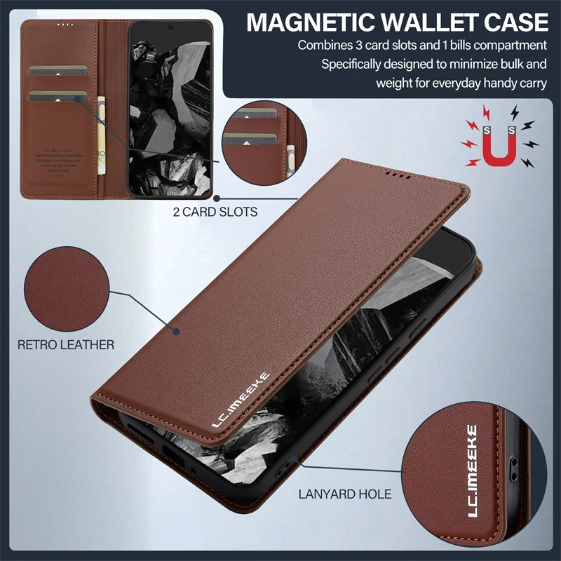 Elegant Magnetic Flip Leather Wallet Phone Case with Card Slots