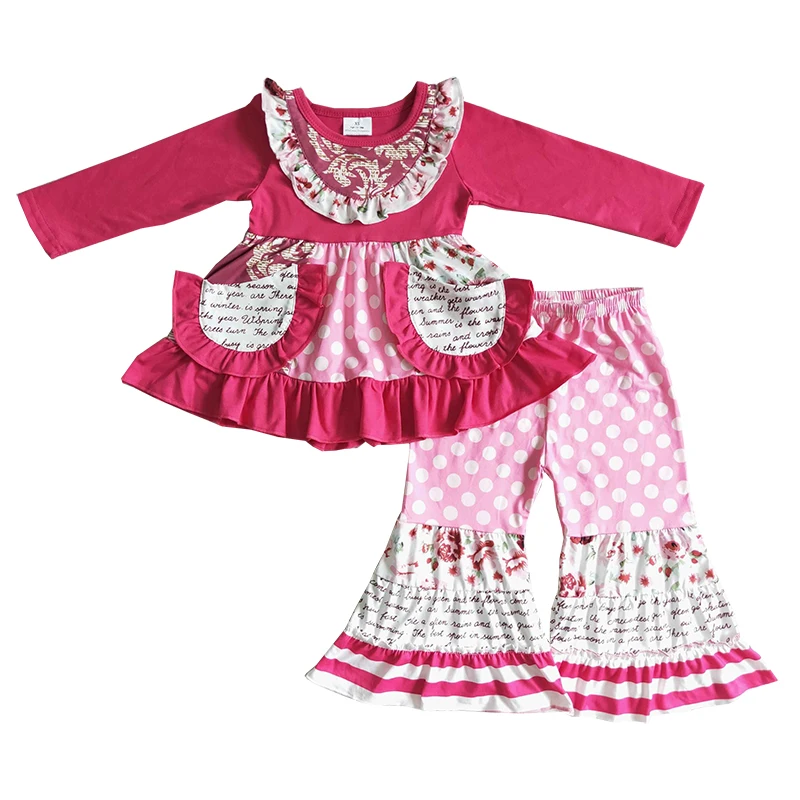 

Детский костюм на День святого Валентина, платье с длинным рукавом и принтом, брюки, закрывающие ягодицы, костюм для девочек, эксклюзивная одежда для малышей