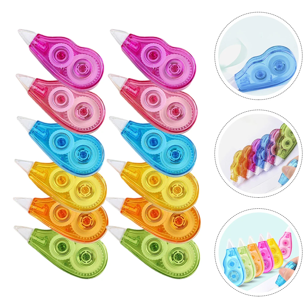 12Pcs Household Portable Correction Tape Kawaii White Out Corrector Promotional Gift Stationery Student Prize School Office 12M