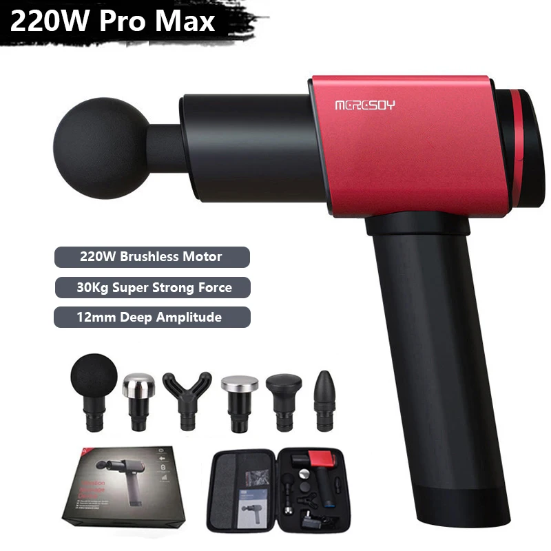 220W Professional Massage Gun Super Powerful Aluminum Alloy Material Deep Muscle Massager Brushless Motor For Training Home Gym super electric mountain bike 26 inch fat tire electric bike 48v 350w 500w 750w motor aluminium alloy frame 7 speed ebike