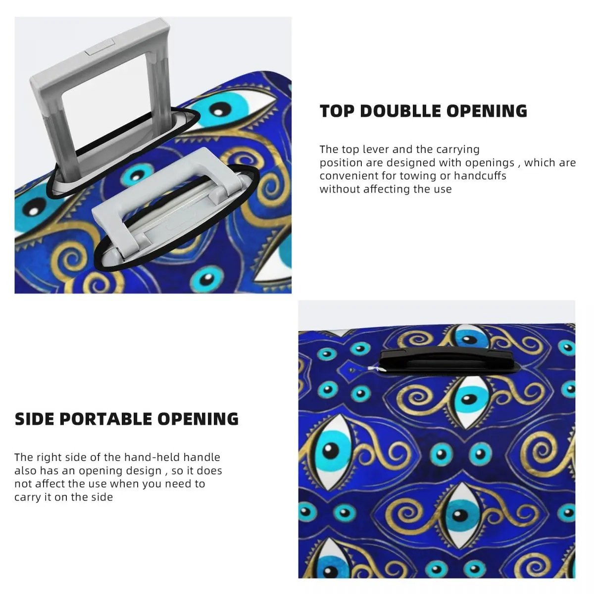 Evil Eye Charm Pattern Suitcase Cover Greek Eyes Mati Amulet Business Protector Vacation Elastic Luggage Case