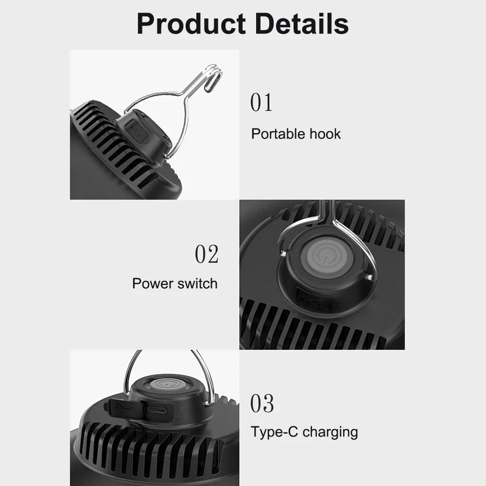 Retro Camping Lantern Waterproof Tent Light Portable Flashlight Hand Torch USB Charging Work Light Garden Yard Hanging Lamp