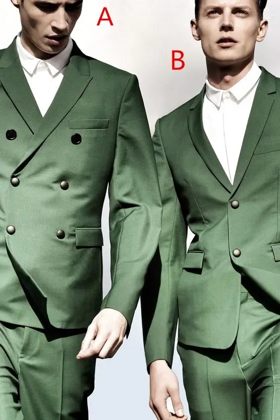 

Green Wedding Suits For Men Double Breasted Slim Fit 2 Piece Groom Tuxedo Custom Prom Blazer Sets Terno Masculino Costume Homme