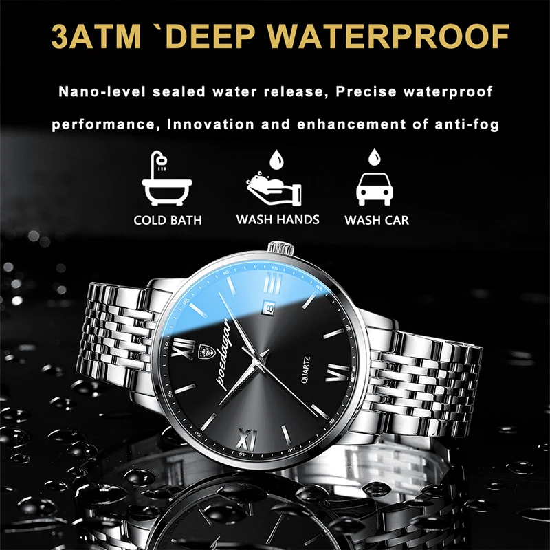 POEDAGAR Luxury Sports Men’s Wristwatch Stainless Steel Waterproof Date Man Watch High Quality Casual Fashion Quartz Men Watches BEST SELLERS