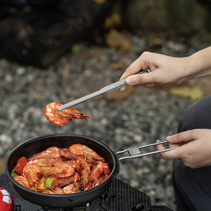 Boundless Voyage Titanium BBQ Tongs Ultralight Food Clip Heat-Resistant & Rustproof Titanium Grilling Tongs Ti1014T Image 8