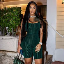 

Sexy Backless Rompers Women 2021 Spring New Sexy Tether Half Bag Hanging Neck Suede Shorts Conjoined Pants