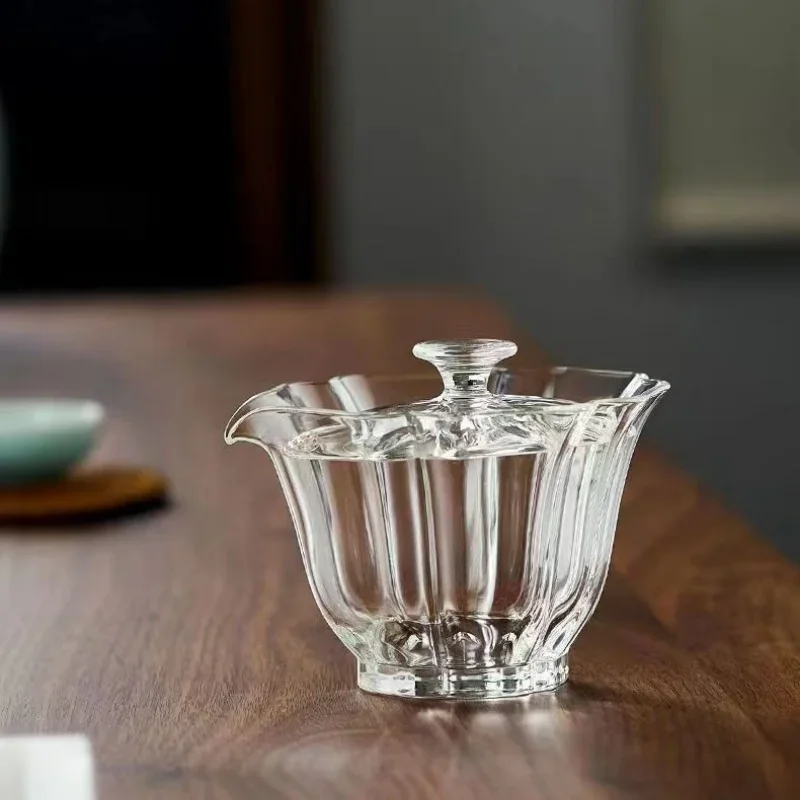 Tea Set Transparent Glass Tea Tureen Heat Resistant Tropical Filter Mesh Hole for Kung Fu Tea