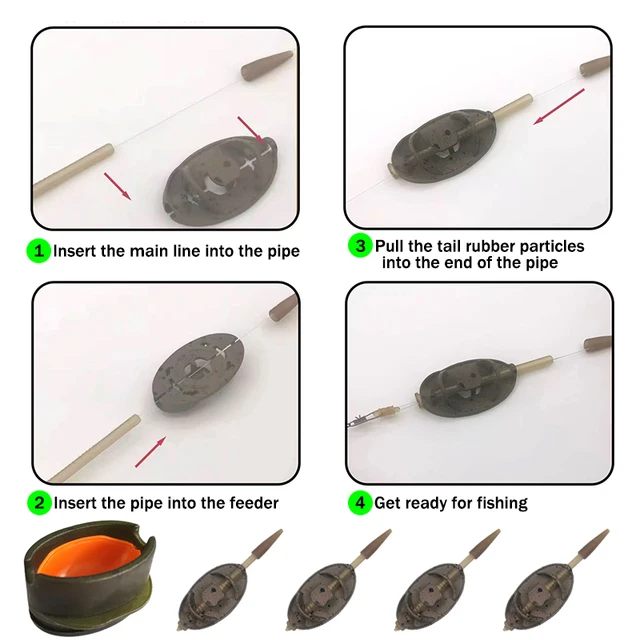 Zinc Alloy Carp Feeder Set - Quick-Release Anti-Rust Weights for Fresh/Saltwater Fishing Efficiency, 20g/30g/40g/50g, Perfect fo 2