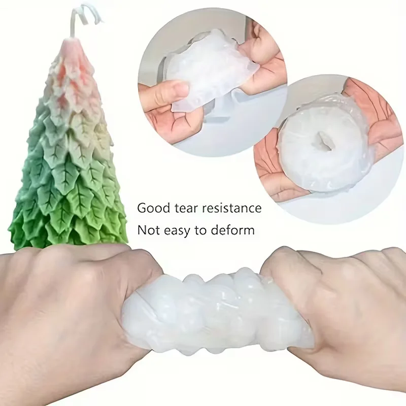 4 Styles 3D Christmas Tree Candle Mold Silicone For Pillar Pine Cedar Taper DIY Holiday Dinner Wax Casting Wax Craft Tool