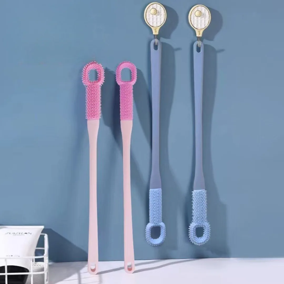 1개 편안한 실리콘 브러쉬 긴 손잡이 핸드 브러쉬 긴 발톱 토 심 소프트 고무 발가락 간격 브러쉬 데일리 샤워 풋 케어 도구
