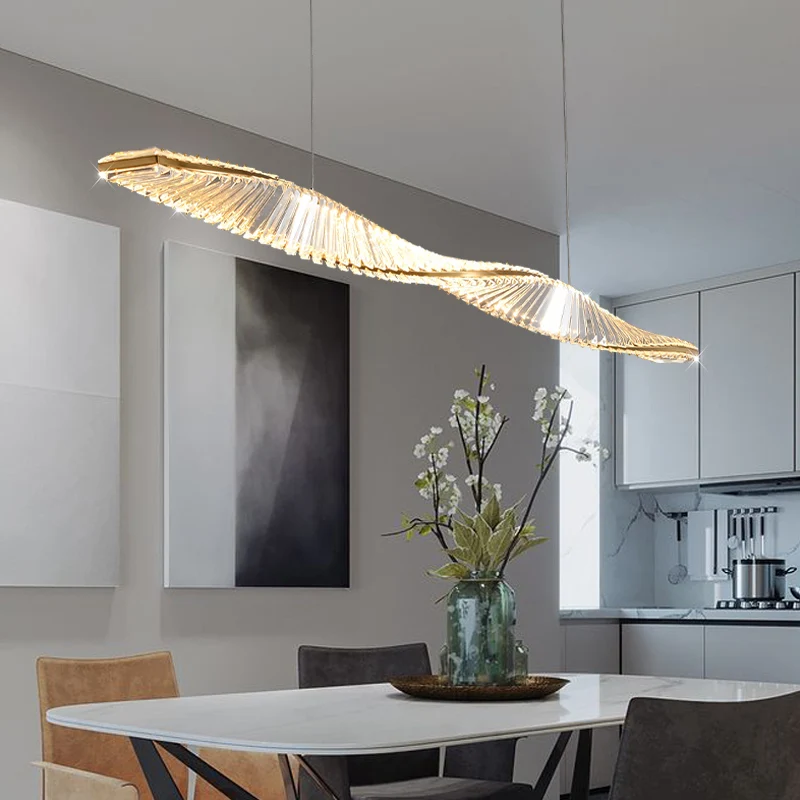 

Modern Luxury Crystal Led Chandelier Cafe Kitchen Restaurant Bedroom Hanging Lamp Dining Table Long K9 Pendant Lighting Fixture