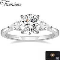 Trumium 2CT Moissanite Engagement Rings for Women D Color VVS1 Clarity 925 Sterling Silver Round Halo Moissanite Wedding Band