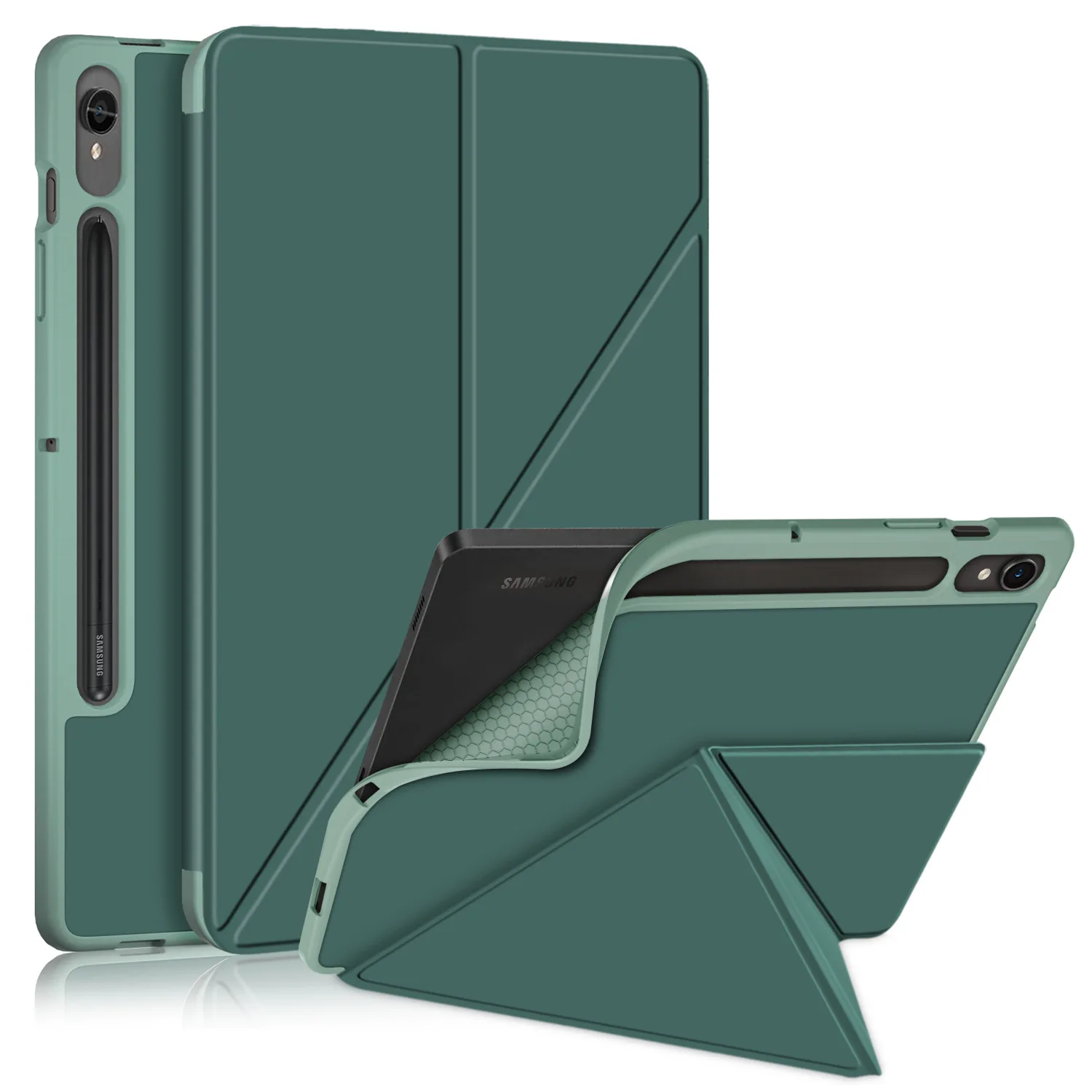 Premium TPU Foldable Stand Case with Pencil Holder for Samsung Galaxy Tablets