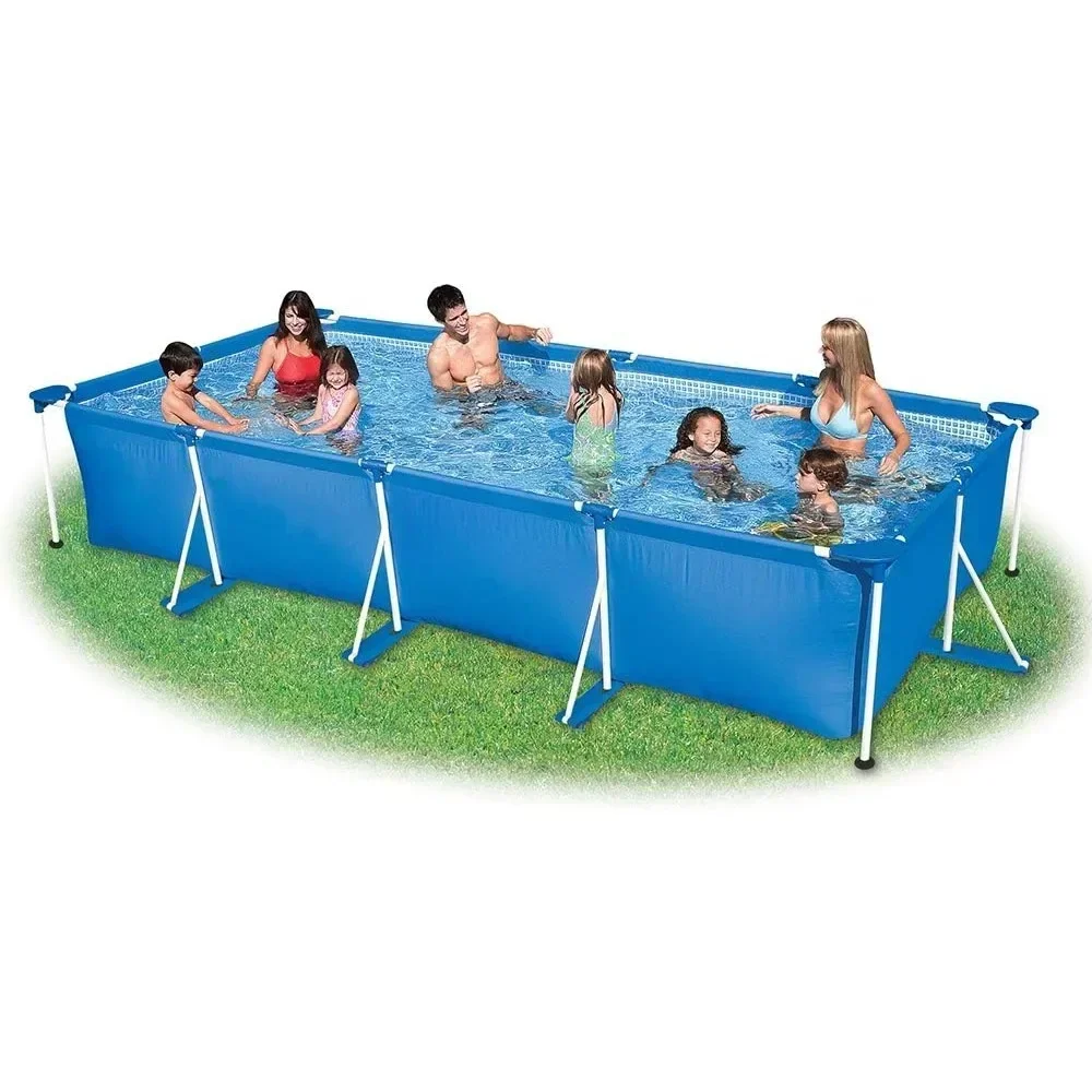 8.5ft x 26in Rectangular Frame Above Ground Quick Easy Set Up Backyard Outdoor Swimming Pool with Drain Plug for Ages 6 and Up